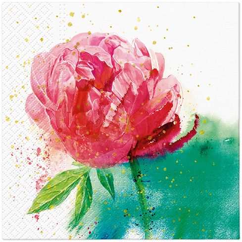 Peony Watercolor Lunch Napkin - 20 Count - The Closeout Connection
