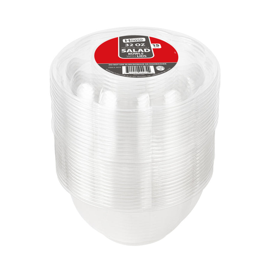 Salad Bowls With Lids - 15 Count - The Closeout Connection