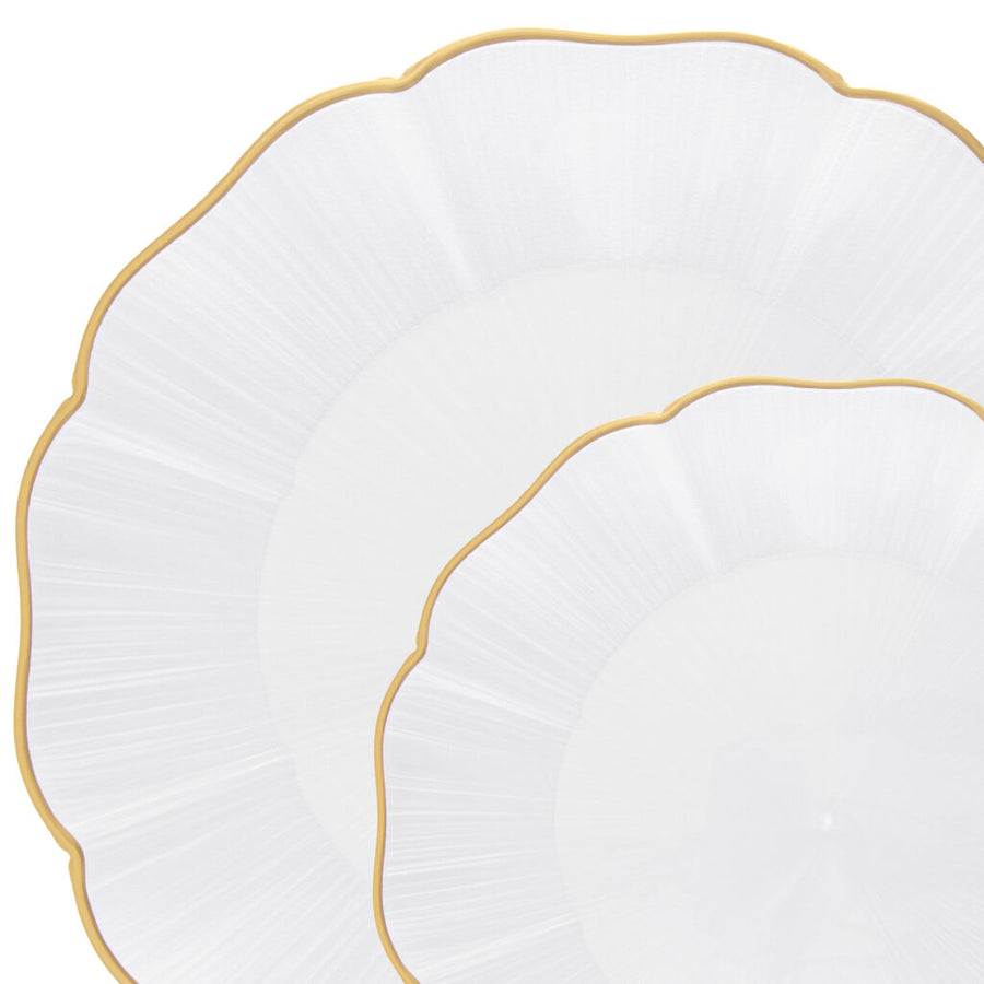 Petal Collection Oval Bowls 7 oz Pearl/Gold - 10 Count - The Closeout Connection