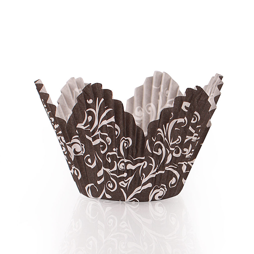 Mini Petal Baking Cup Black Background - 30 Count