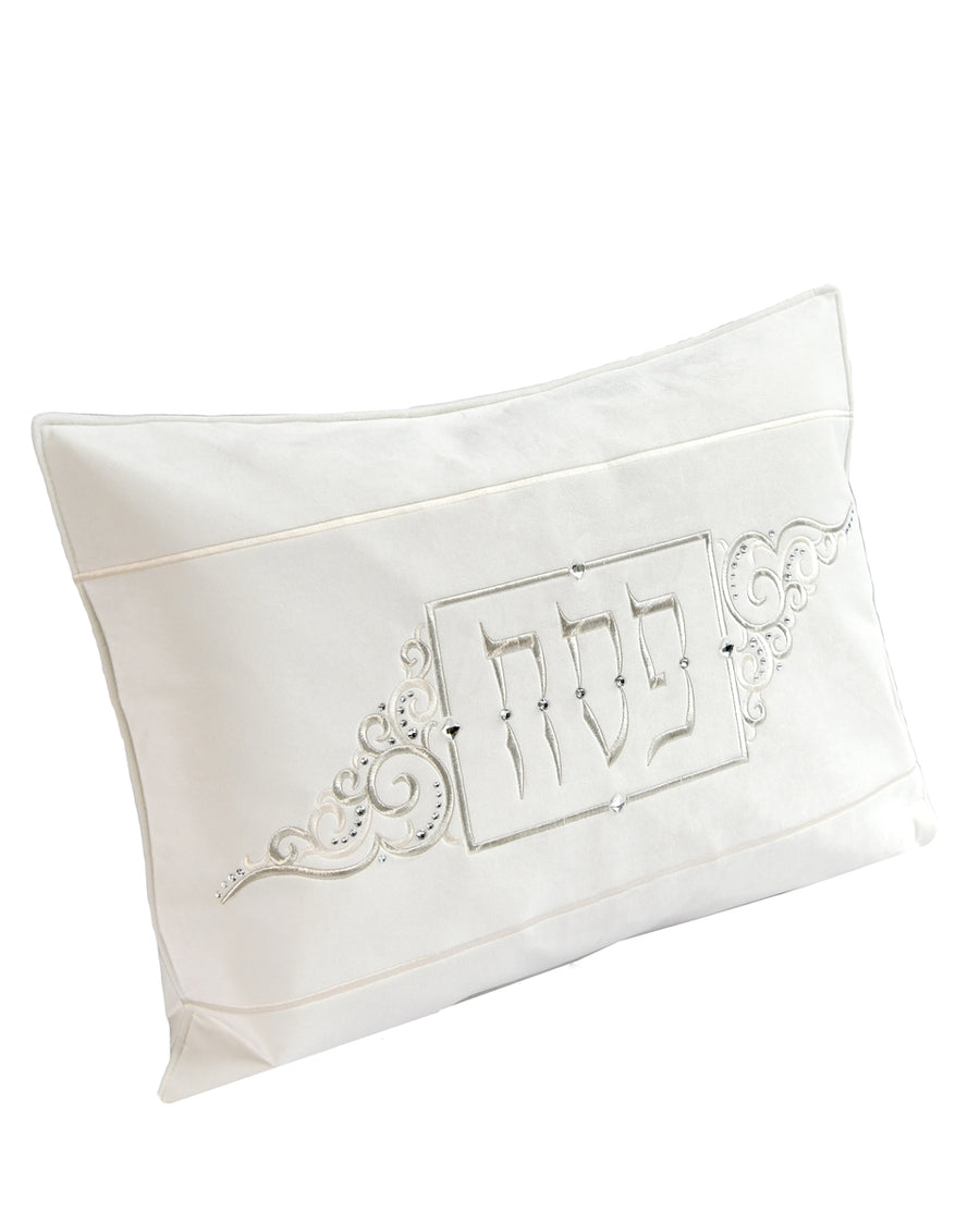 Velvet Embroidered  Engraved Swirl Ivory Pillow Case - The Closeout Connection