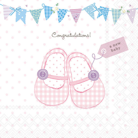 Baby Shoes Lunch Napkin - 20 Count - The Closeout Connection