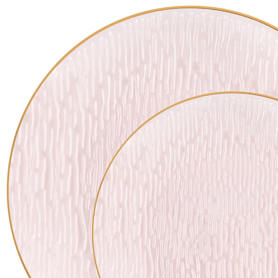 Icicles Gold Rim Combo Plates 7" & 10" - 24 Count - Pink