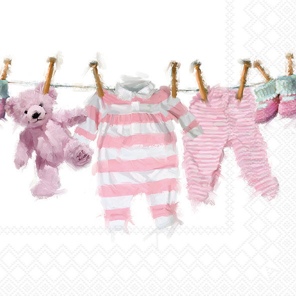 Baby Girl Clothes Lunch Napkin - 20 Count - The Closeout Connection