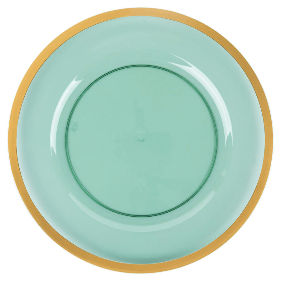 Table Setting Green with Gold Rim 4 Count - The Closeout Connection