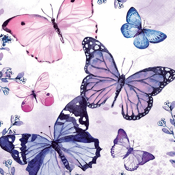 Fluttering Butterflies Lunch Napkin - 20 Count - The Closeout Connection