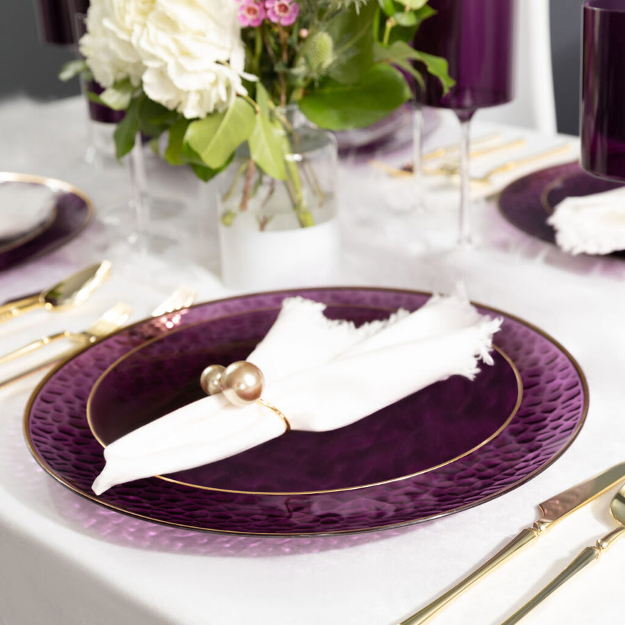 Organic Hammered Chargers with Gold Rim - 4 Count - The Closeout Connection