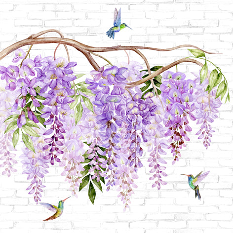 Wisteria & Hummingbirds Lunch Napkin - 20 Count - The Closeout Connection