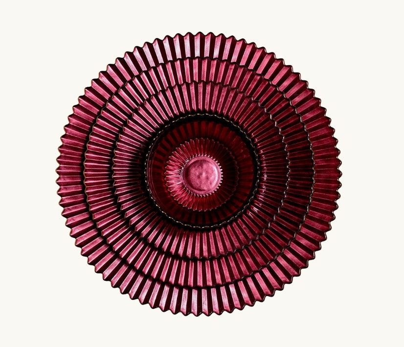 Raspberry Pleated Glass Dish Collection