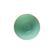 Ribbed Collection Soup Bowl Green with Gold#Color_Green