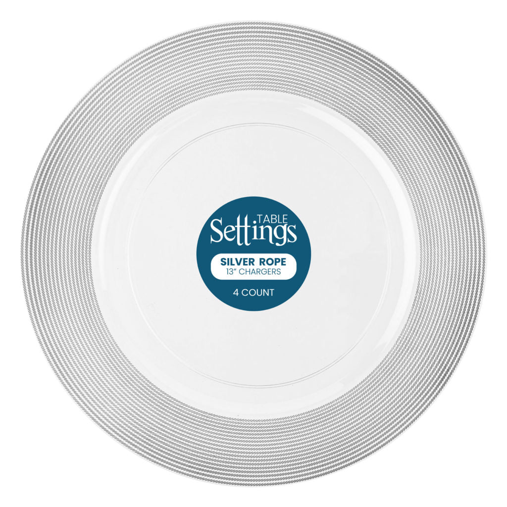 Silver Rope Textured Chargers - 4 Count