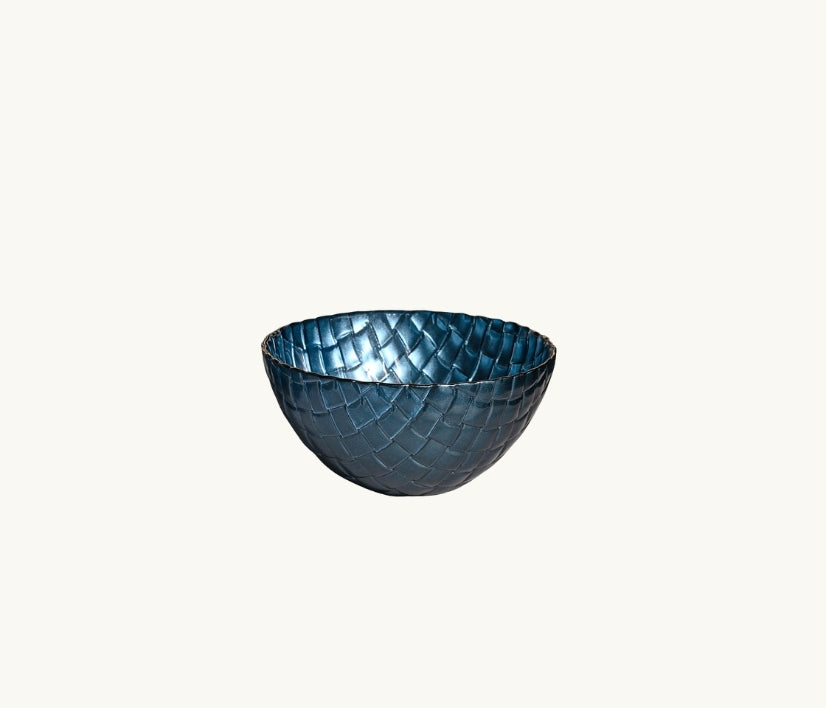 Royal Blue Basket Weave Glass Dinnerware Collection