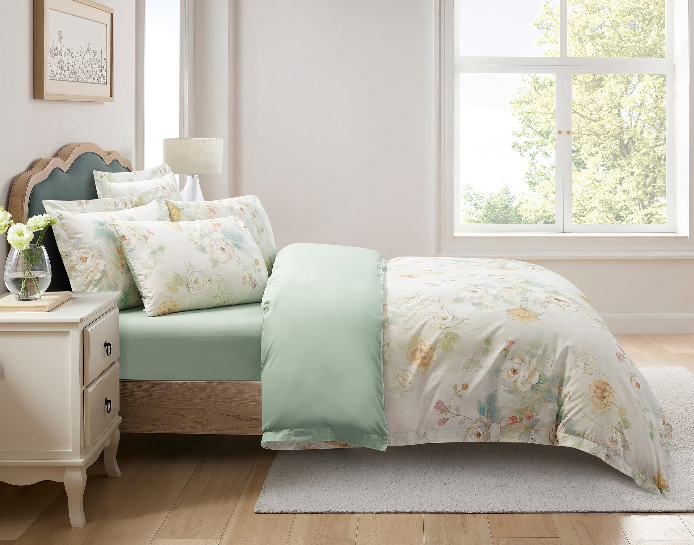 Sage Bloom 8 Piece Bedding Set side view