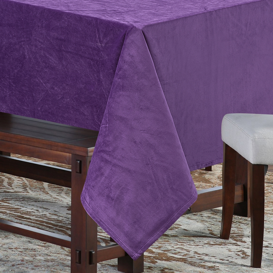 Santa Monica Purple Velvet Tablecloth 66" x 160" - The Closeout Connection