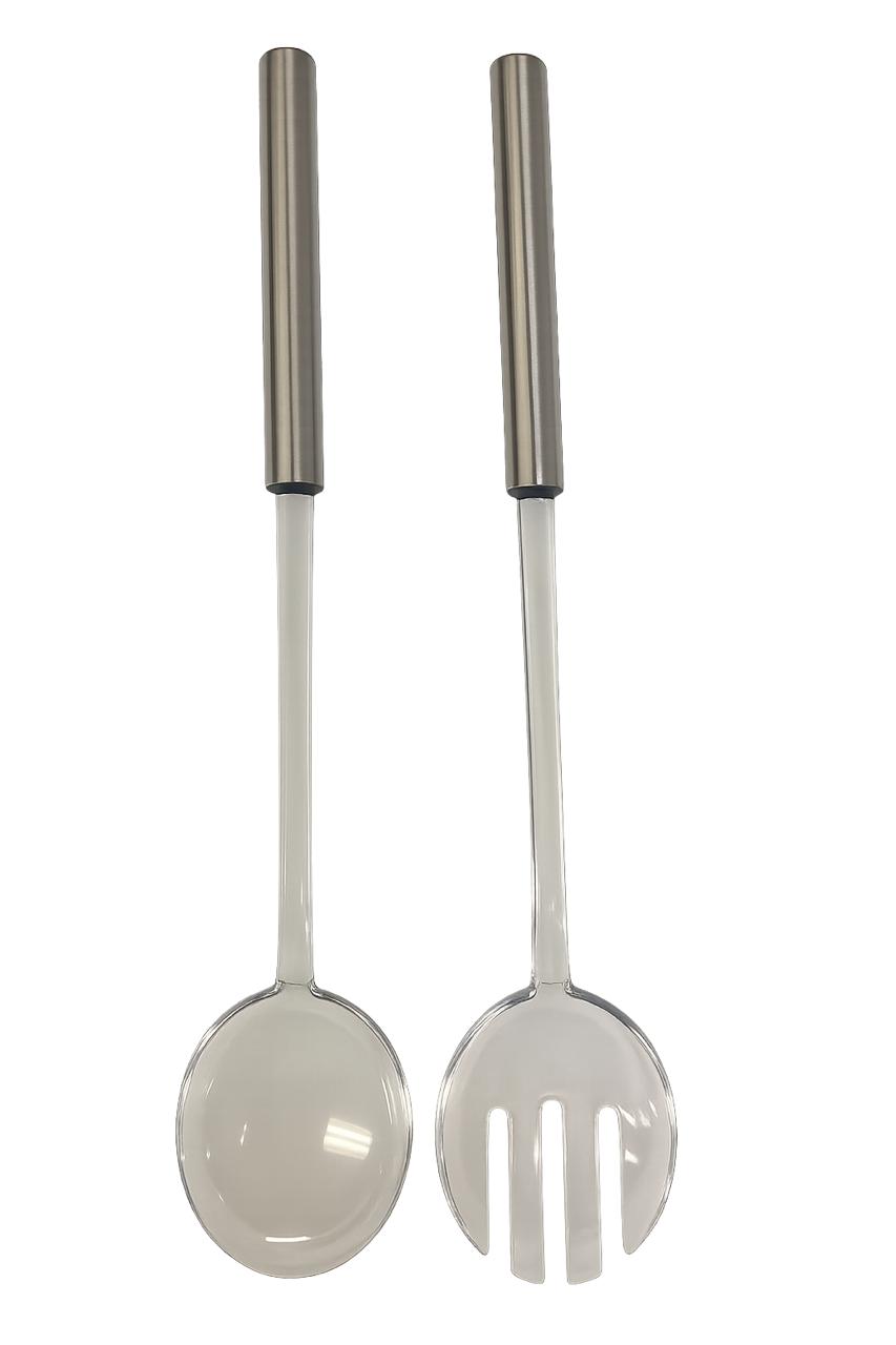 Lucite Clear/Silver Serving Set - The Closeout Connection