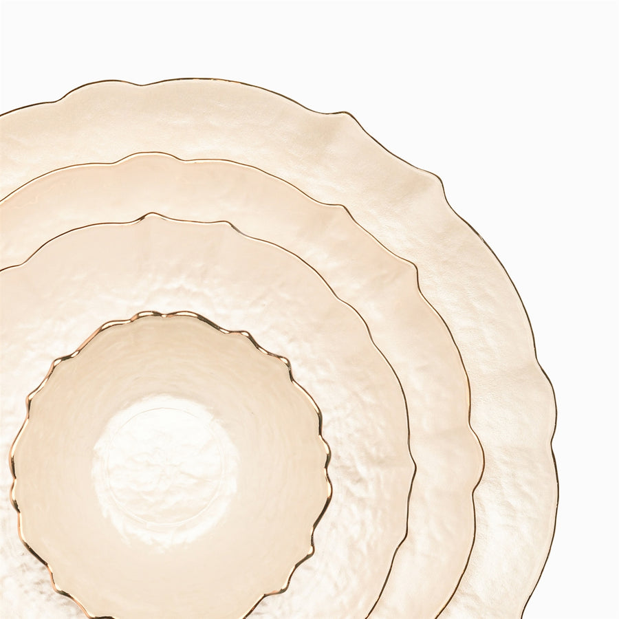 Curved edged Glass Bowl with Gold Rim - The Closeout Connection