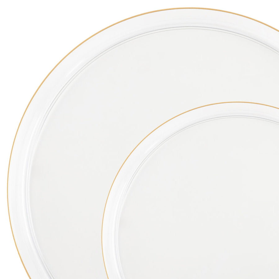 Sharp Clear/Gold Rim Plates - 10 Count - The Closeout Connection