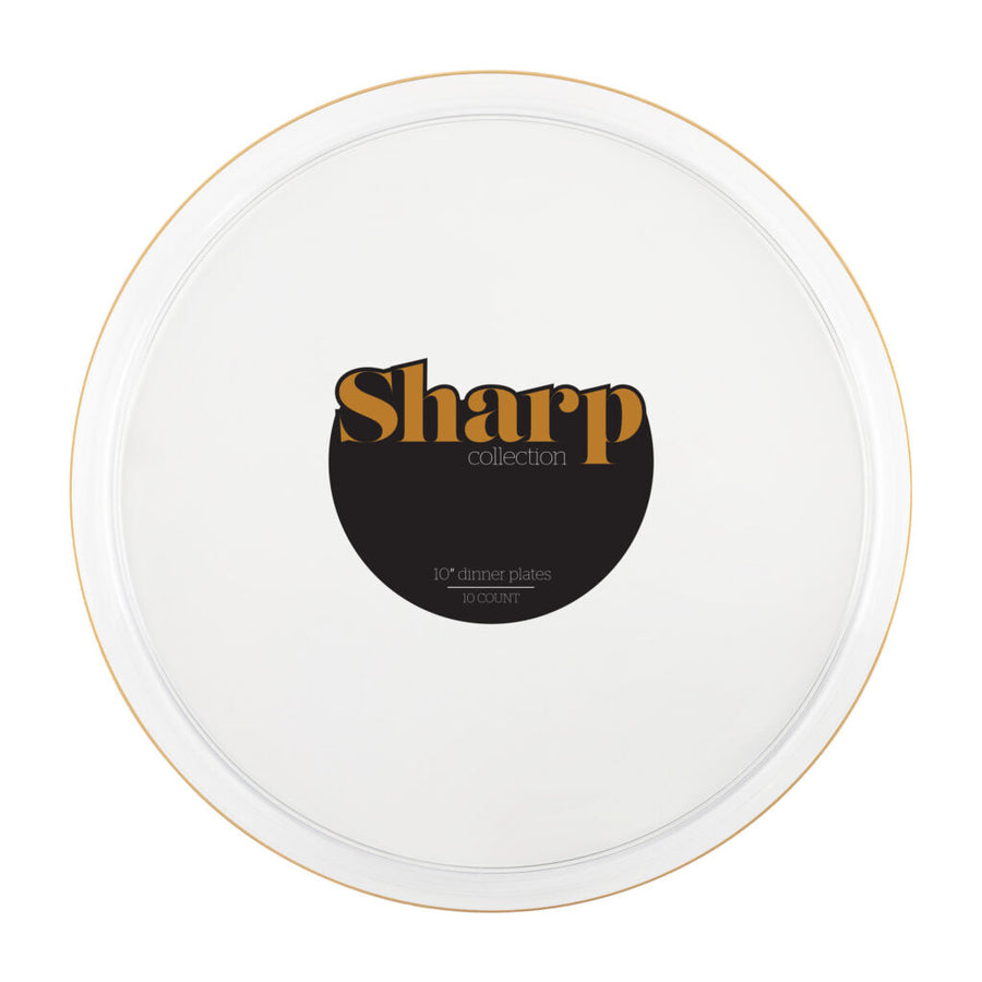 Sharp Plates - 10 Count - Clear-Gold