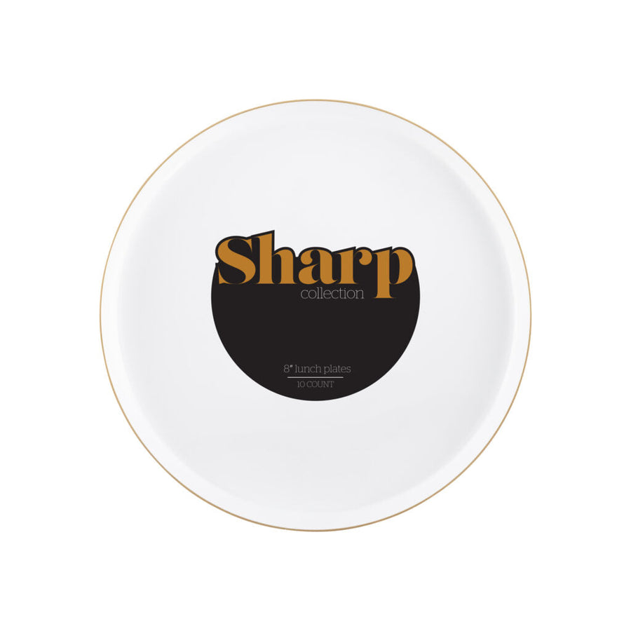 Sharp Plates - 10 Count - White-Gold