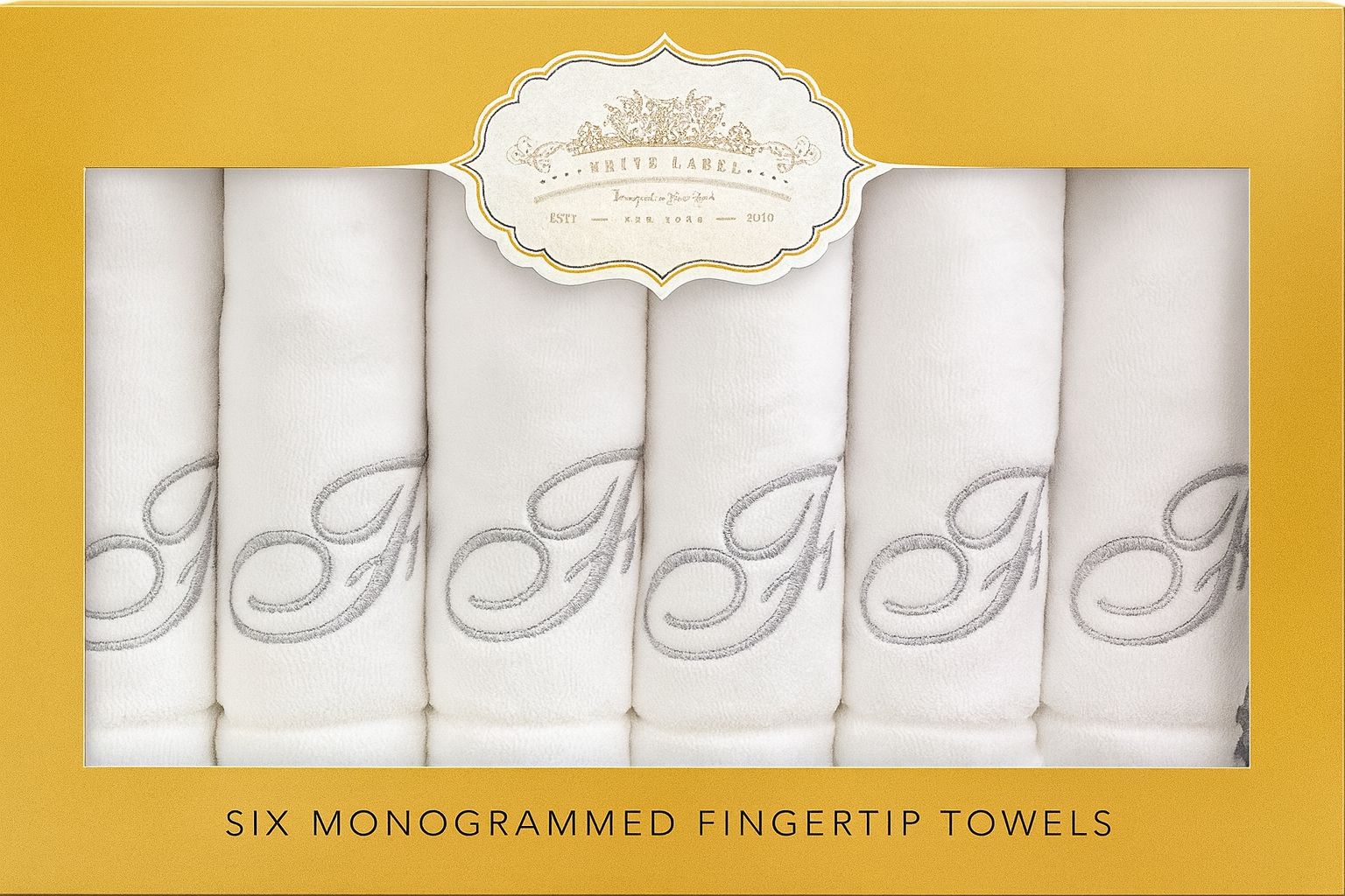 Six Monogrammed Finger Towels