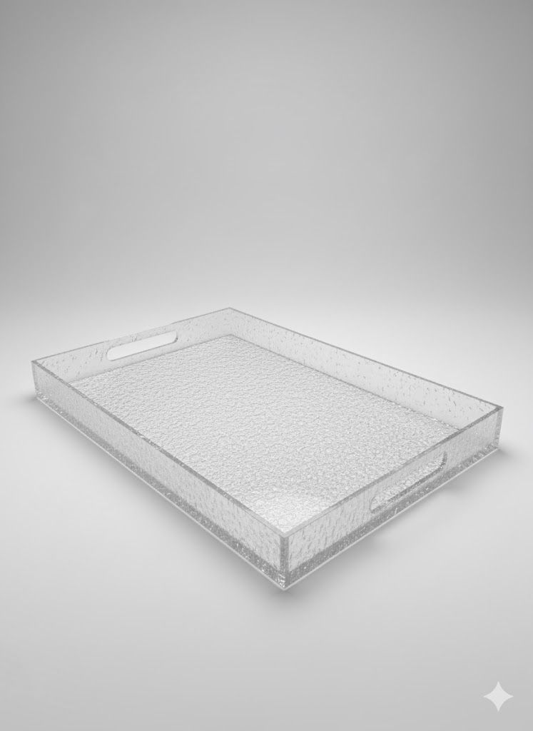Marble and Glass Tray with Handles