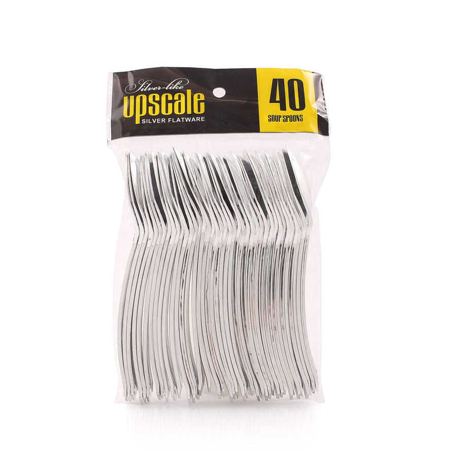 Upscale Silver Soup Spoons - 40 Count