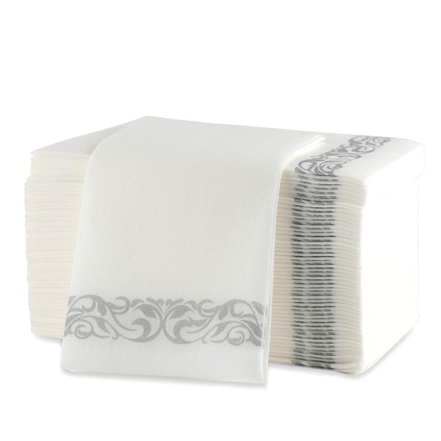 Linen Napkins Silver Border - 20 Count - The Closeout Connection