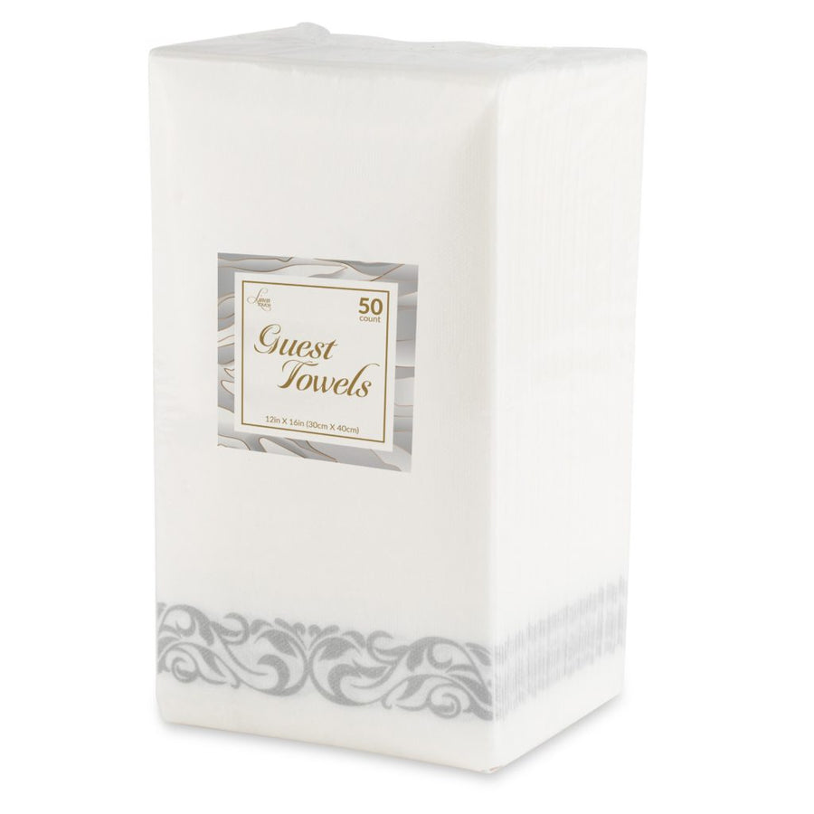 Linen Napkins Silver Border - 20 Count - The Closeout Connection