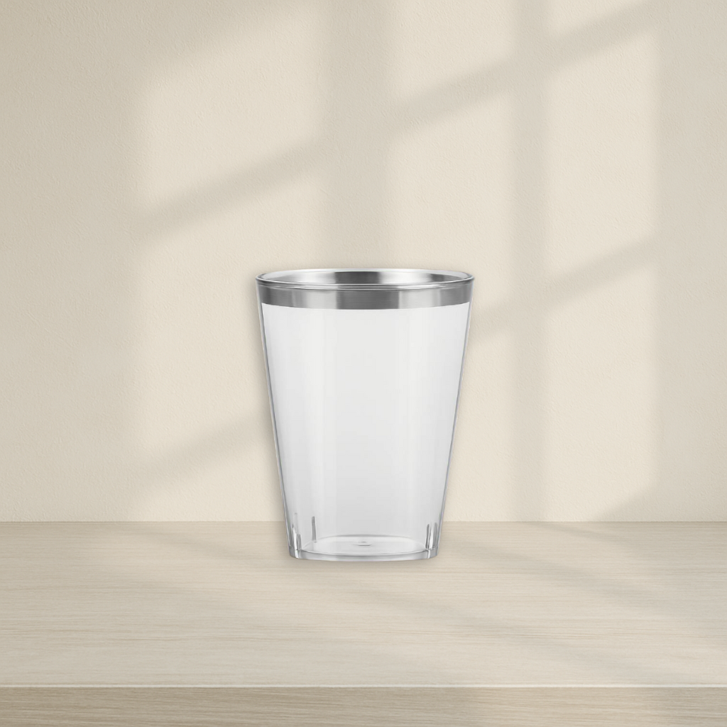 Silver Rim Square Tumblers - 20 Count