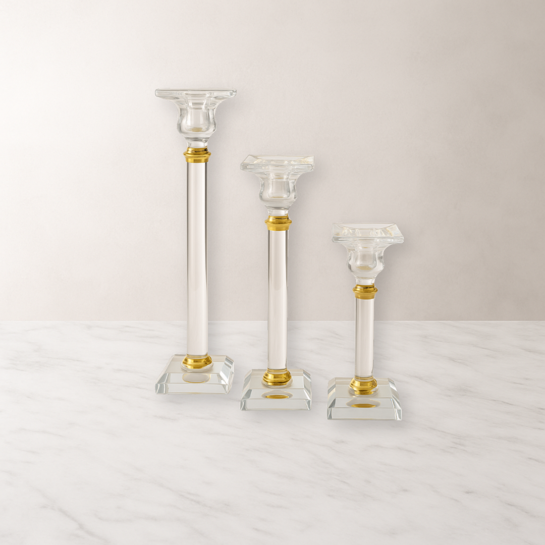 Small Clear-Gold Candle Stick