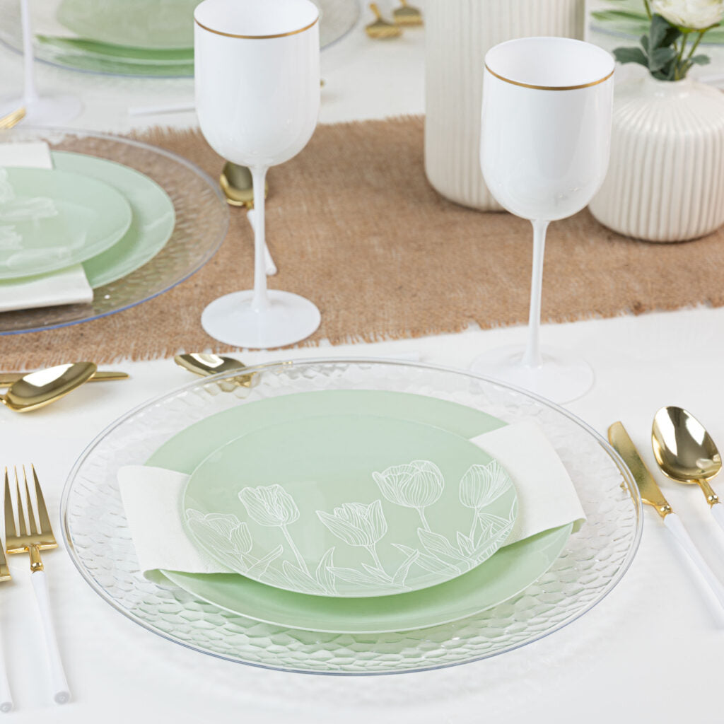Combo Tulips Collection Dinnerware - 32 Count - Soft Green#Color_Green