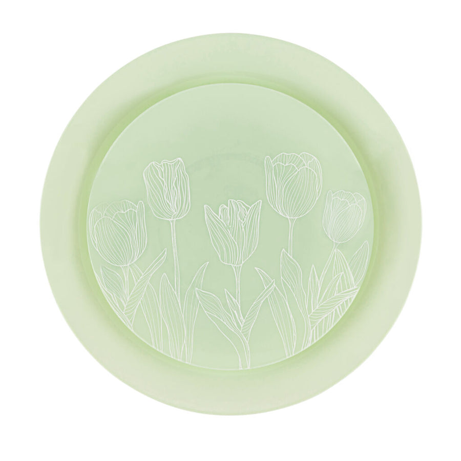 The Combo Tulips Soft Green Dinnerware- 32 Count - The Closeout Connection