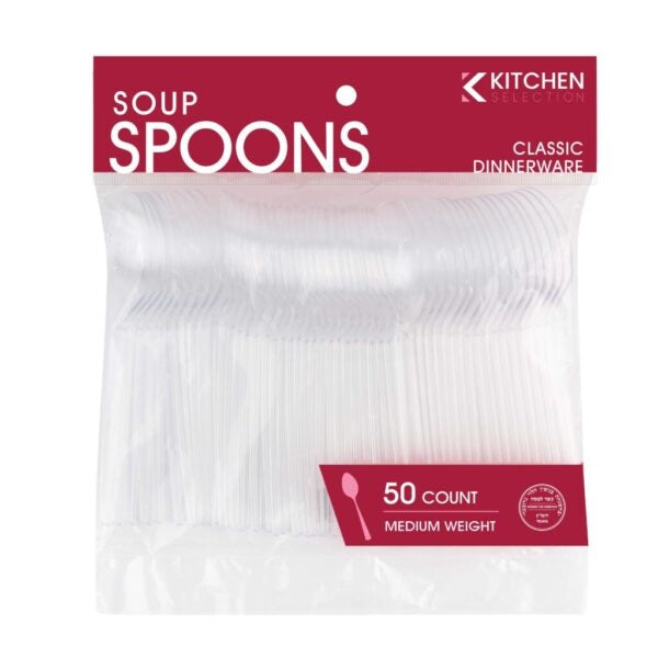 Medium Weight Clear Soup Spoons- 50 Count