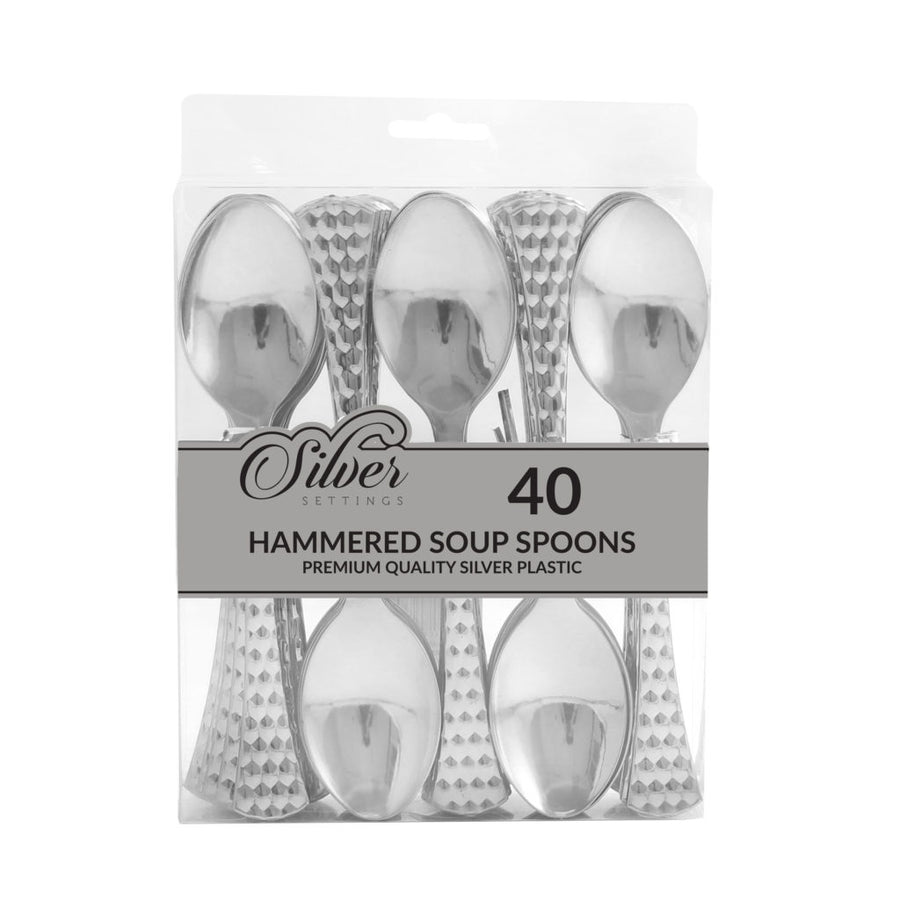 Hammered Soup Spoons- 40 Count - The Closeout Connection