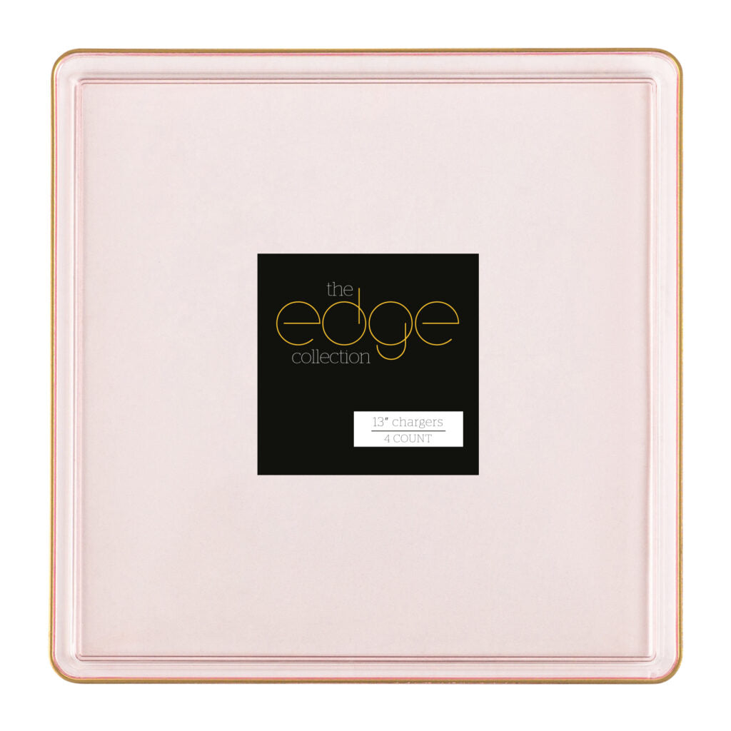 Square Chargers Pink Transparent/Gold Rim - 4 Count