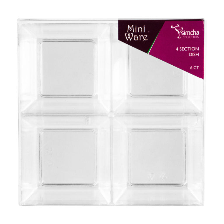 MiniWare Clear 4 Section Dish Square - The Closeout Connection