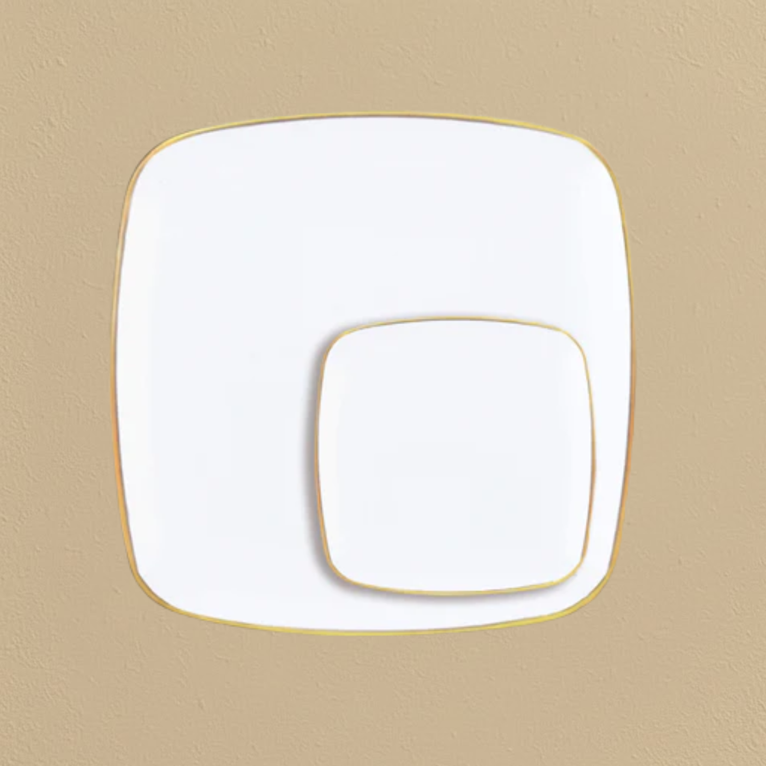 Organic Square Plates White/Gold Rim- 10 Count