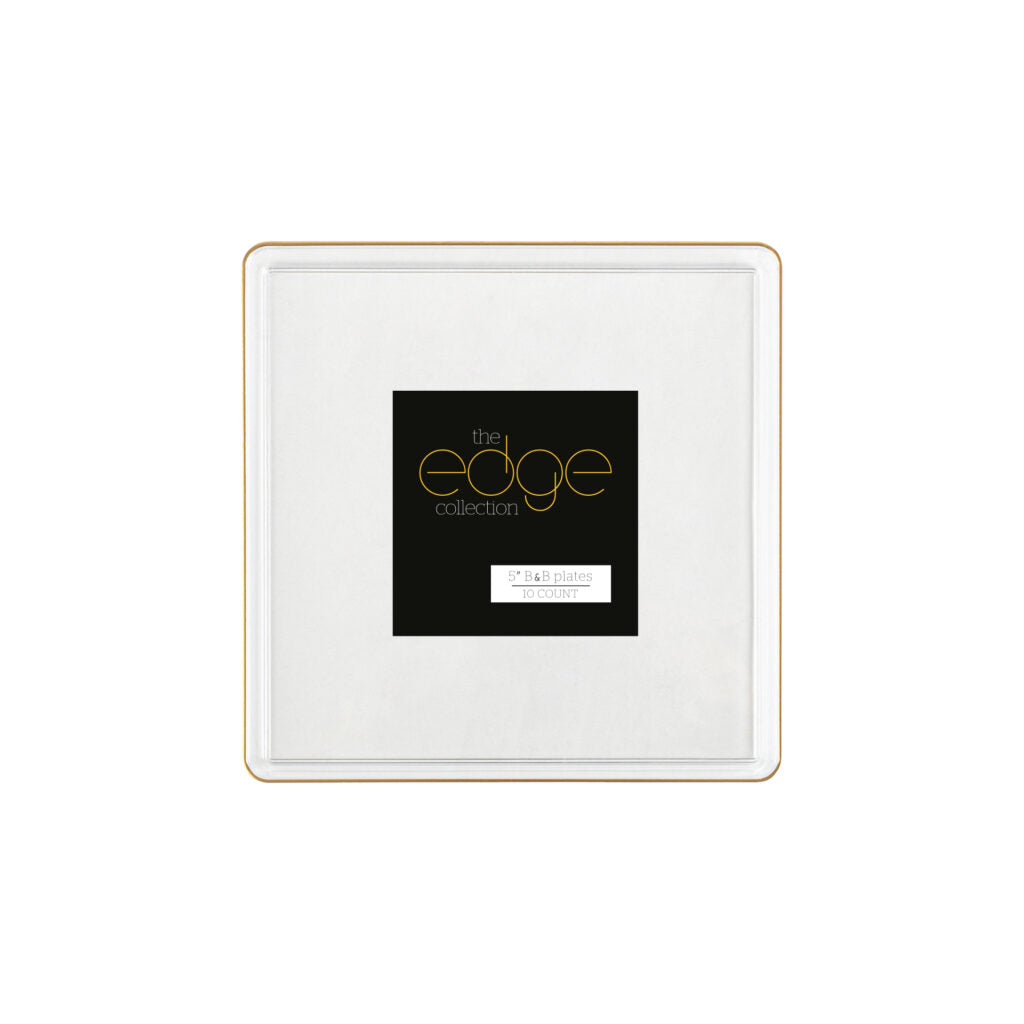 Edge Collection Square Plates Gold Rim - 10 Count - Clear#Color_Clear