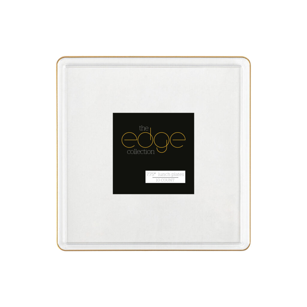 Edge Collection Square Plates Gold Rim - 10 Count - Clear#Color_Clear