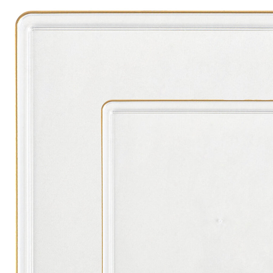 Edge Collection Square Plates Gold Rim - 10 Count - Clear