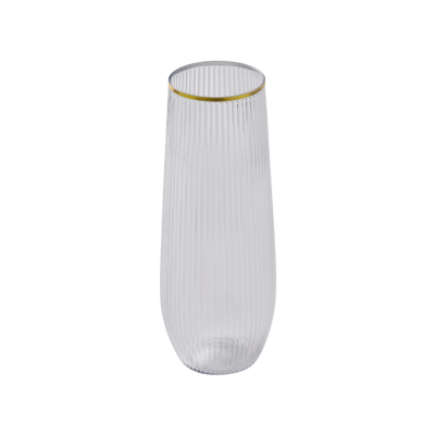 Stemless Ribbed design clear/gold 6ct/9oz