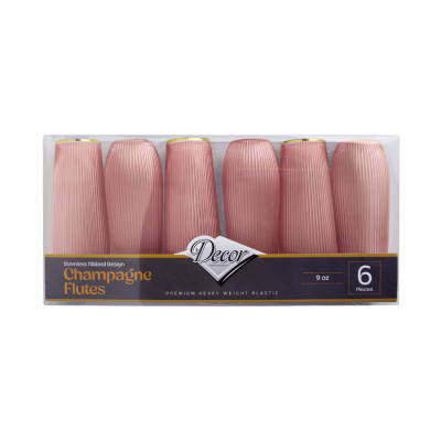 Stemless Ribbed design pink/gold 6ct/9oz