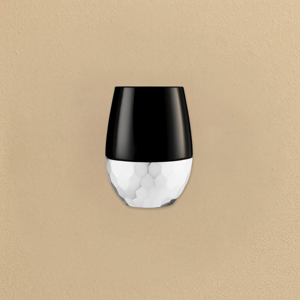 Stemless Black with Silver hammered Wine Goblet