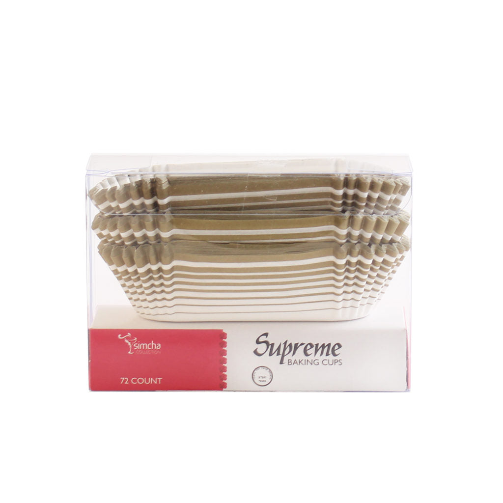 Supreme Baking Cups Oval Gold Stripe - 72 Count