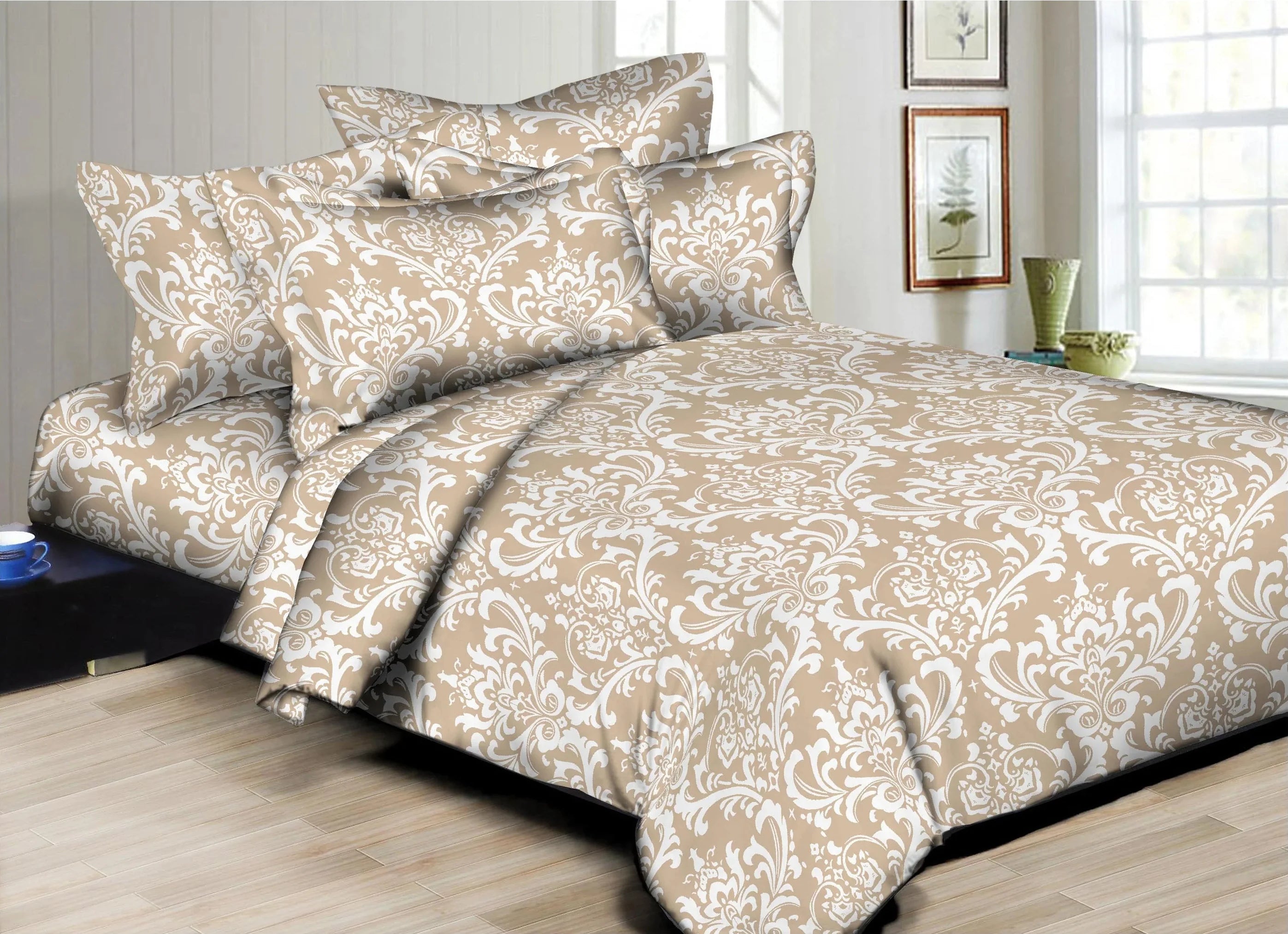 Deluxe Damask Taupe Duvet Cover Set