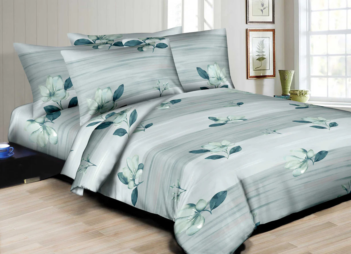 Superity Linen Magnolia 300TC Duvet Set Teal - The Closeout Connection