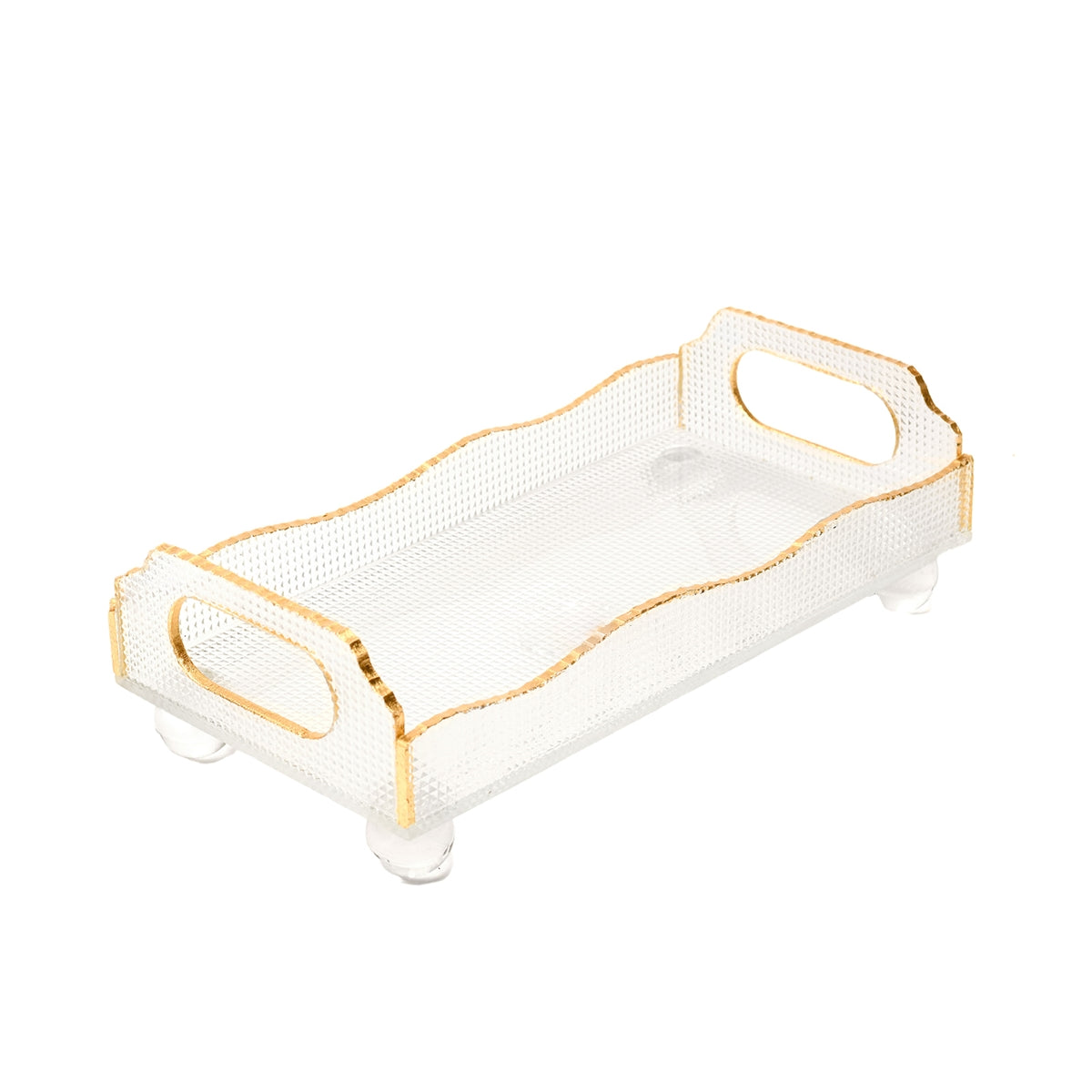 Invigo Living Glass Tray with Gold Rim