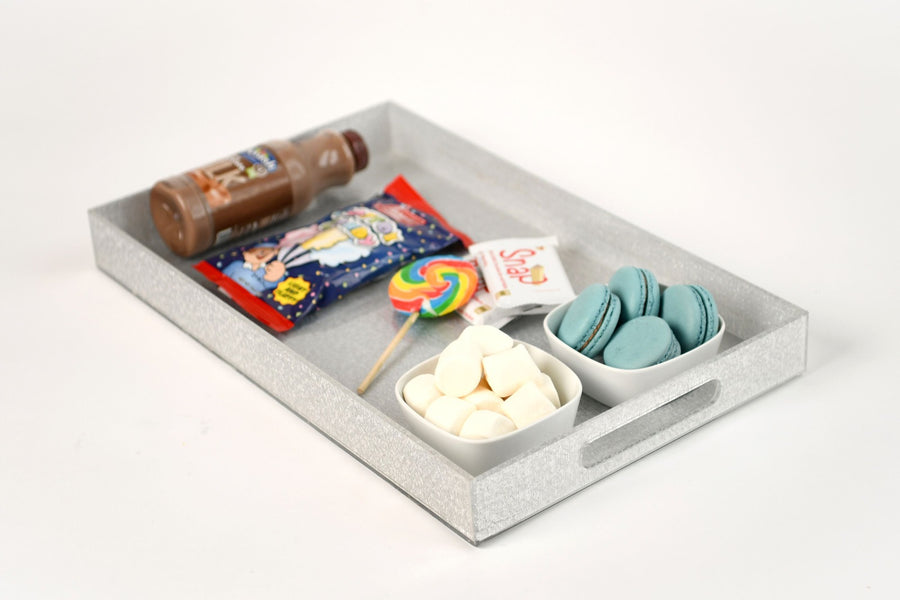 Large Silver Lucite Tray with Handles - The Closeout Connection
