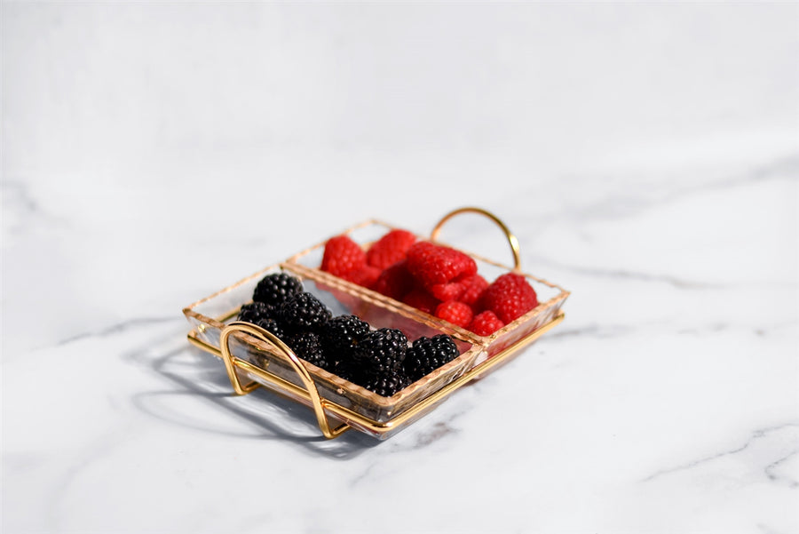 Monte Carlo Set of Two Trays with Gold Metal Stand 4oz - The Closeout Connection