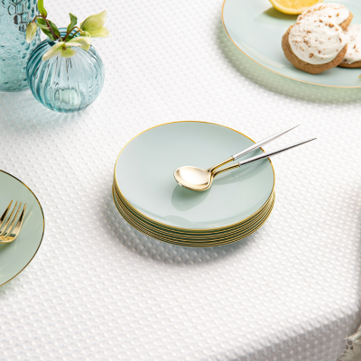 Turquoise/Gold Salad Plate - 10 Count